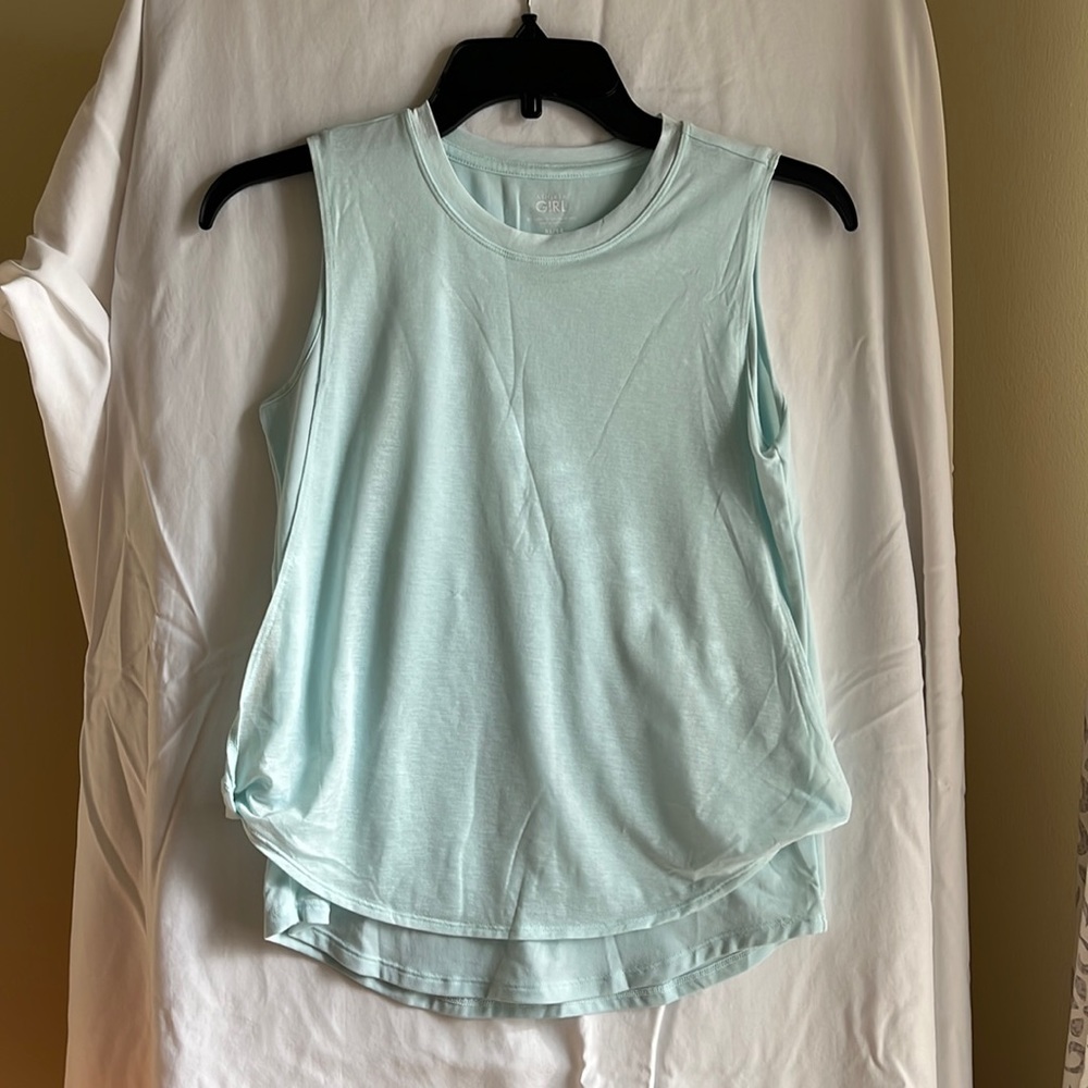 Athleta Girl double layer tank. Soft turquoise. Size XL/14.